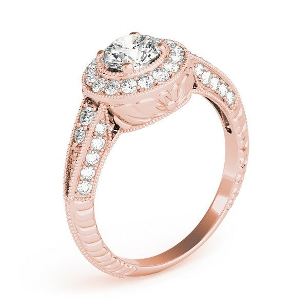 Lab Grown Round Diamond Halo Engagement Ring 18K White Gold