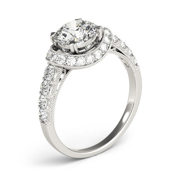 2.00 Ct DE/VS Lab Grown Round Diamond Halo Engagement Ring 18K Yellow Gold