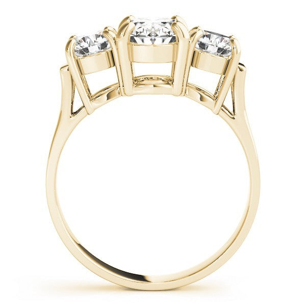 18k yellow gold Oval cut Trilogy Engagement Ring Ð 2Ct DE/VS Lab Grown Diamonds