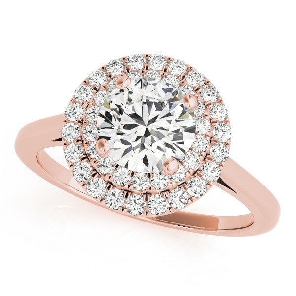 Lab Grown Round Diamond Halo Engagement Ring 18K Yellow Gold
