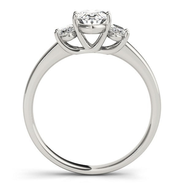 Lab Grown Oval Cut Diamond Trilogy Engagement Ring Platinum