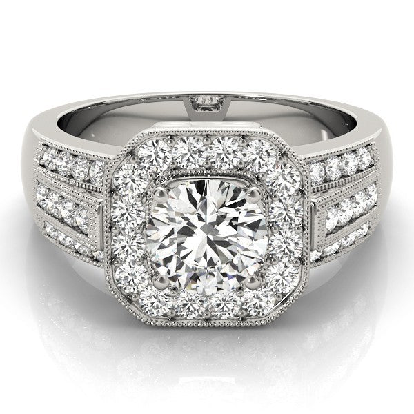 3.00Ct DE/VS Lab Grown Round Diamond Halo Engagement Ring 18K Yellow Gold