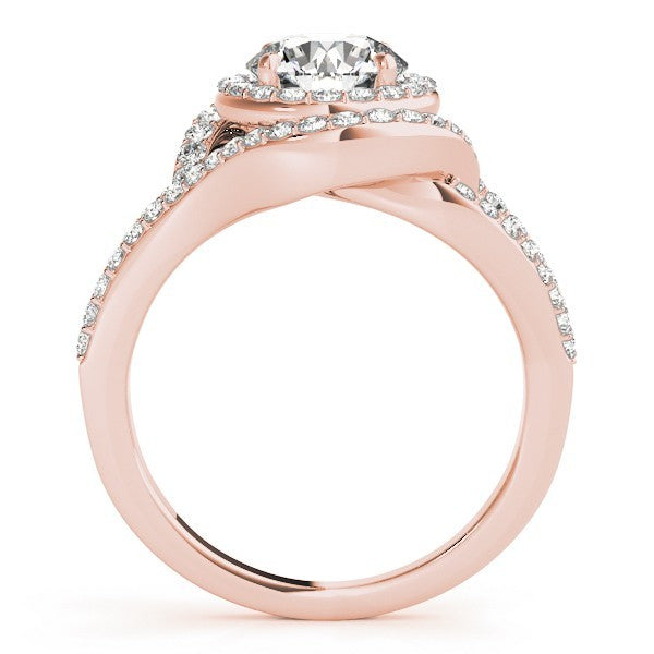 2.00Ct Lab Grown Round Diamond Halo Engagement Ring 18K Rose Gold