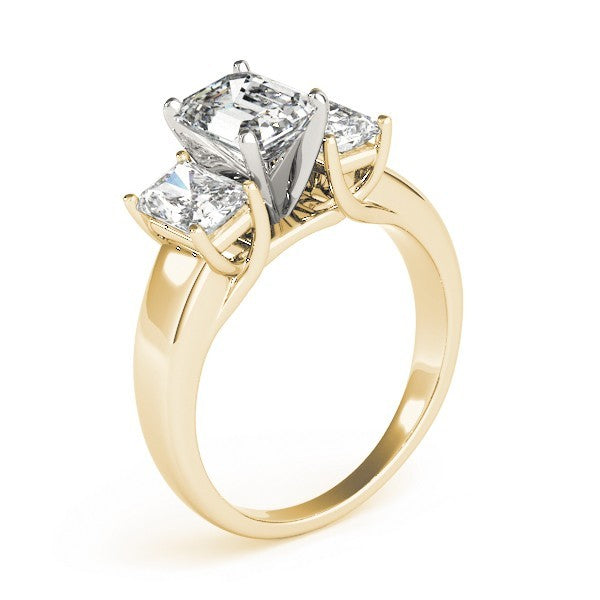 2.00Ct Lab Grown Emerald Cut Diamond 3 Stone Engagement Ring 18K White Gold