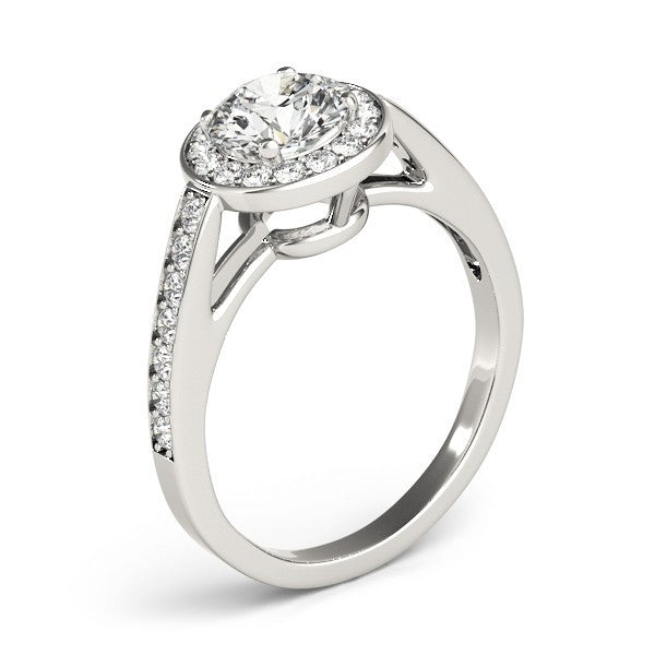 Lab Grown Round Diamond Halo Engagement Ring 18K Yellow Gold