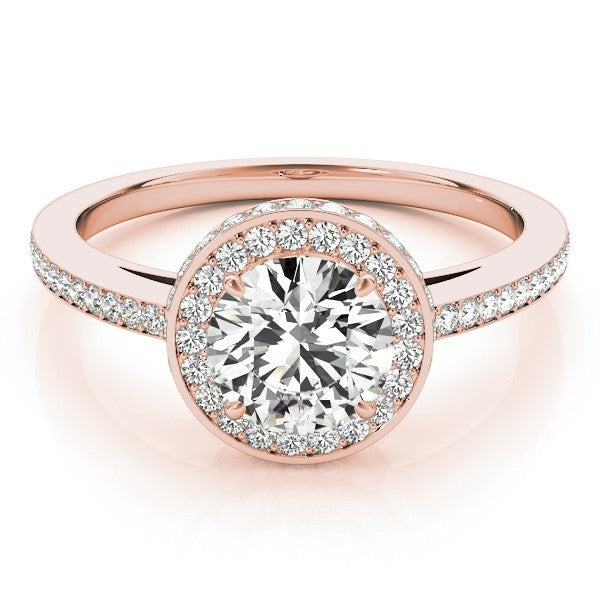 Lab Grown Round Diamond Halo Engagement Ring 18K White Gold