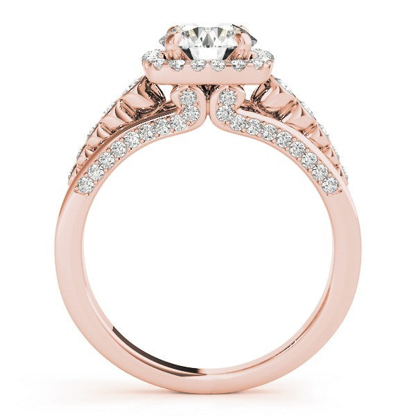 2.00 Ct DE/VS Lab Grown Round Diamond Halo Engagement Ring 18K White Gold