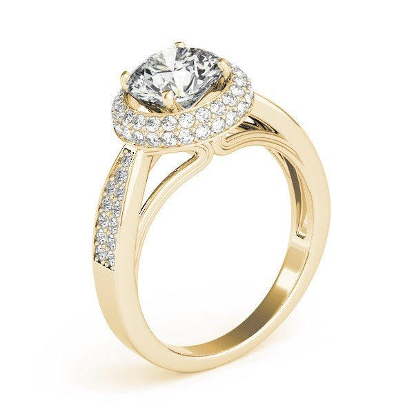 2.00 Ct Lab Grown Round Diamond Halo Engagement Ring 18K White Gold