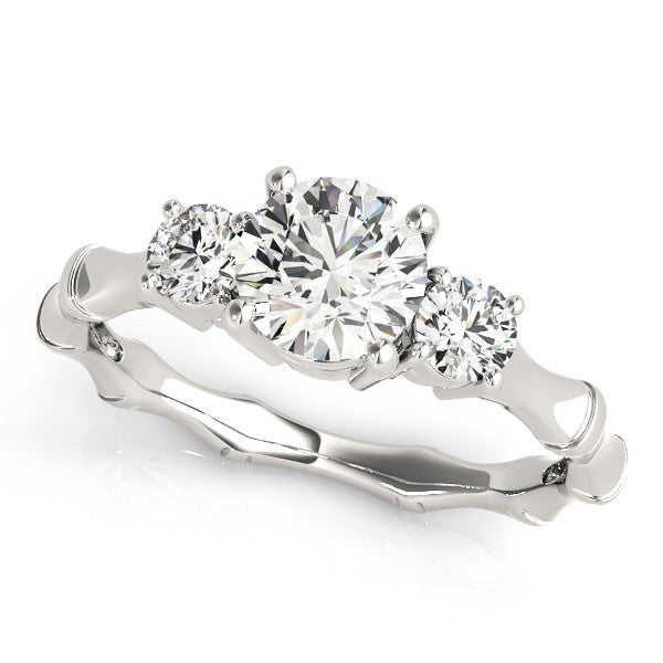 Lab Grown Round Cut Diamond 3 Stone Engagement band Platinum 2CT DE/VS