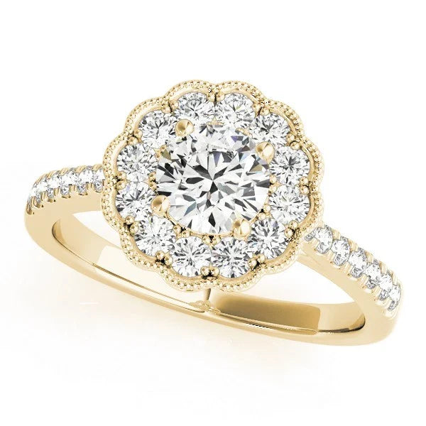 Lab Grown Round Diamond Halo Engagement Ring In Platinum