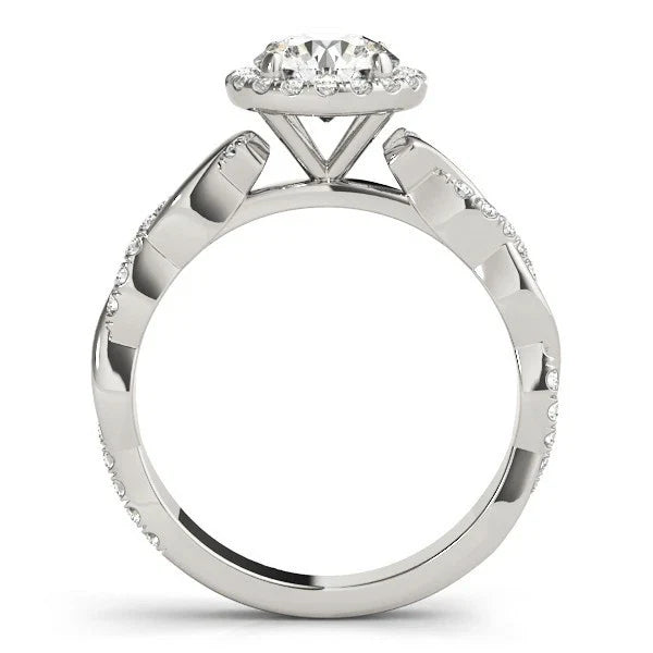 Lab Grown Round Cut Diamond Halo Engagement Ring For Women