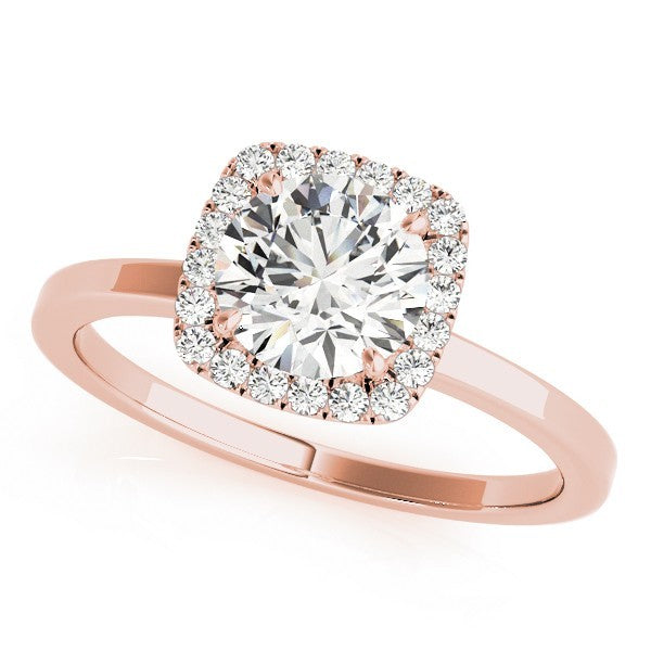 Lab Grown Round Diamond Halo Engagement Ring 18K Yellow Gold