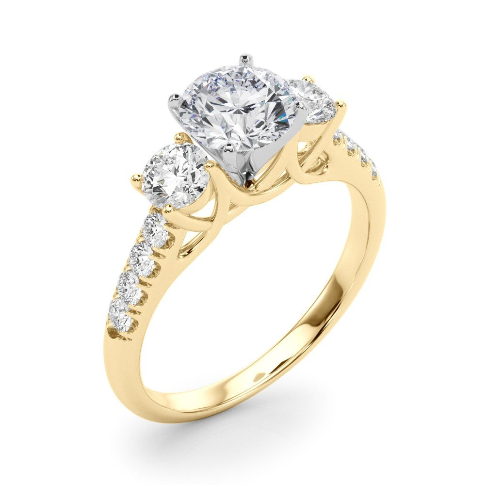 Lab Grown Round Diamond 3 Stone Engagement Ring Platinum DE/VS 2CT