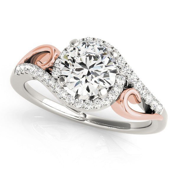 Lab Grown Round Diamond Halo Engagement Ring 18K Yellow Gold