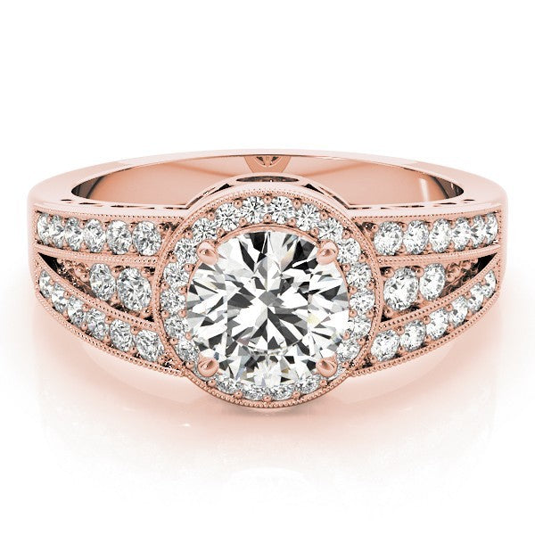 Lab Grown Round Diamond Halo Engagement Ring 18K White Gold