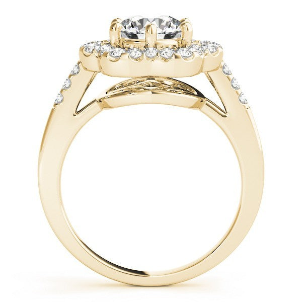 2.00Ct Lab Grown Round Diamond Halo Engagement Ring 18K Yellow Gold