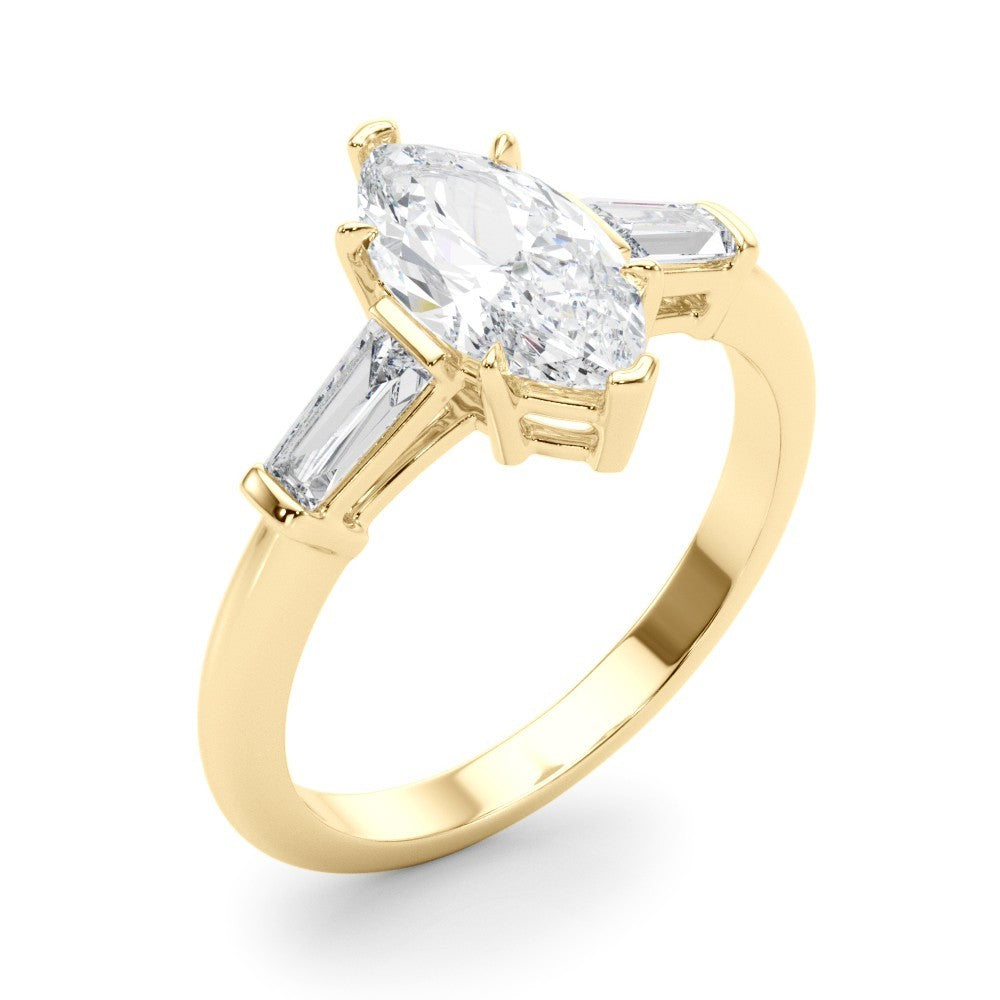 Lab-Grown Marquise Cut Diamond 3 Stone Engagement Ring In Platinum