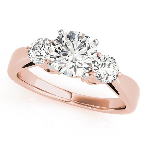 Platinum Round Diamond V Prong Trilogy Engagement Ring - DE/VS 2Ct Lab Grown