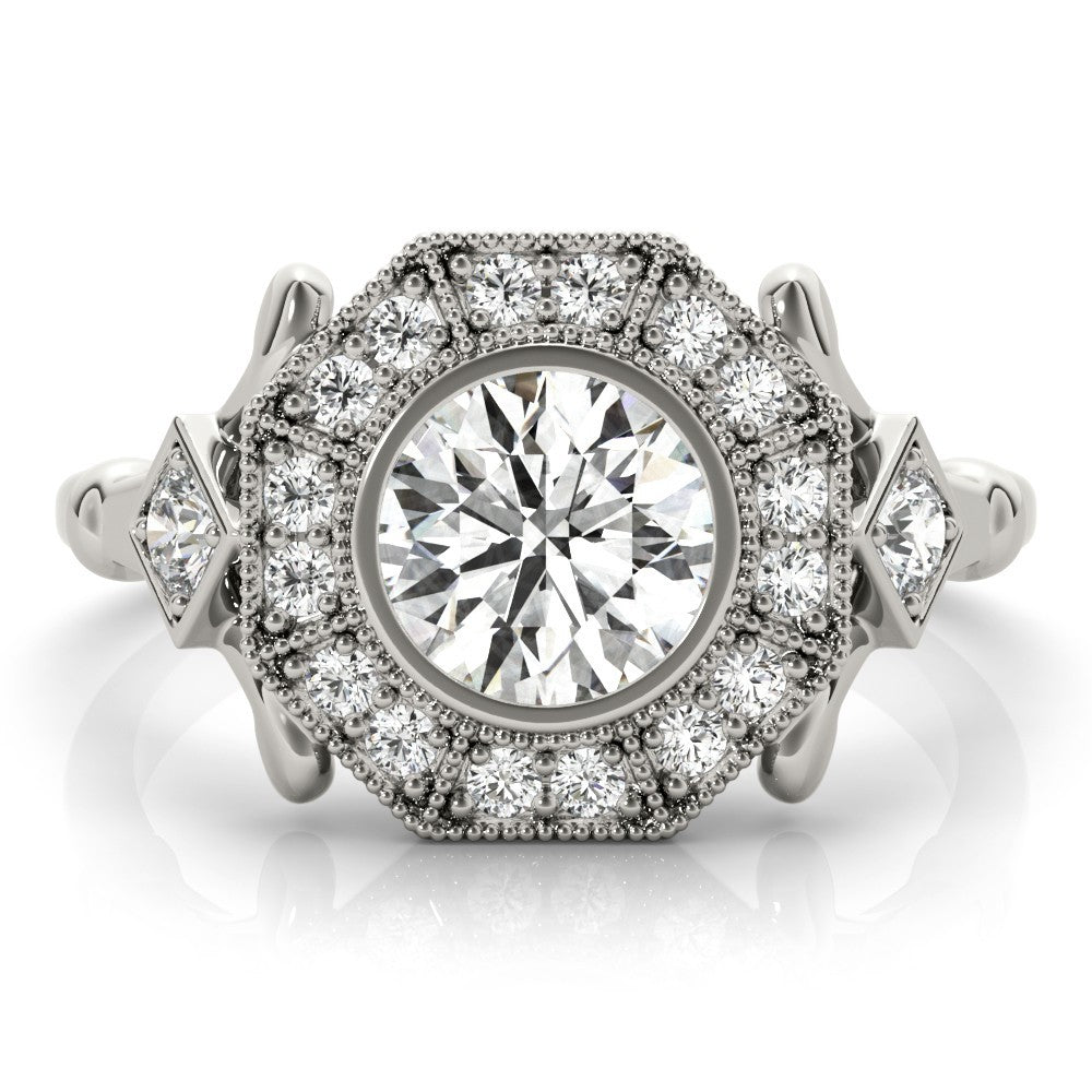 Lab-Grown Diamond Halo Engagement Ring in Platinum UK Hallmarked