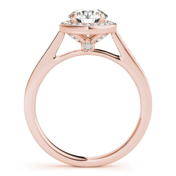 Lab Grown Round Diamond Halo Engagement Ring 18K White Gold