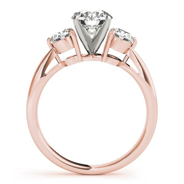 Platinum Round Diamond V Prong Trilogy Engagement Ring - DE/VS 2Ct Lab Grown