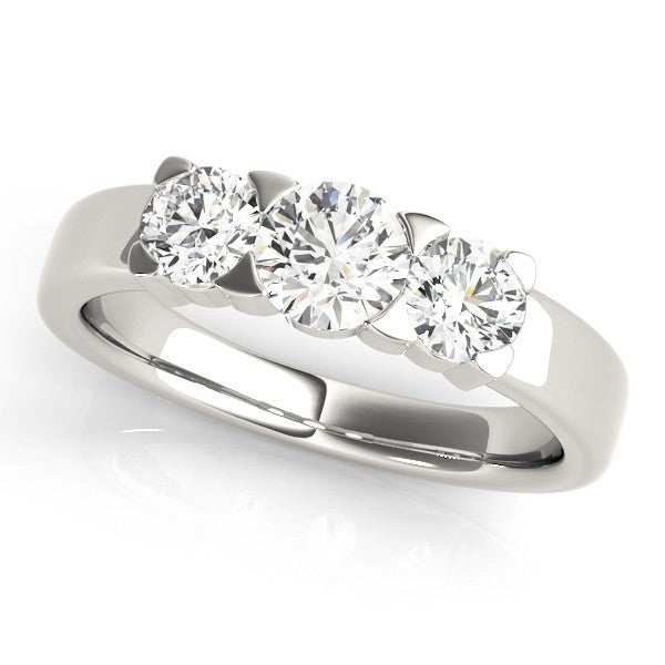 0.50Ct - 2.00Ct DE/VS Platinum Lab Grown Round Diamond Trilogy Engagement Ring