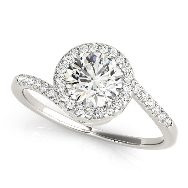 Lab Grown Round Diamond Halo Engagement Ring 18K Yellow Gold