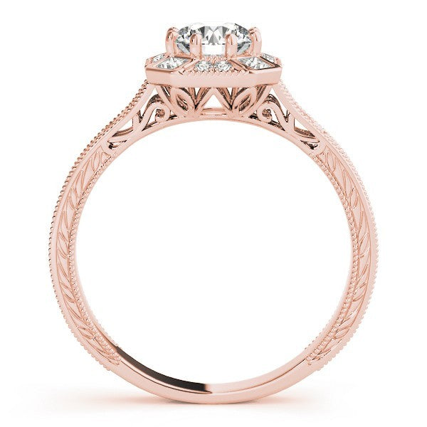 Lab Grown Round Diamond Halo Engagement Ring 18K White Gold