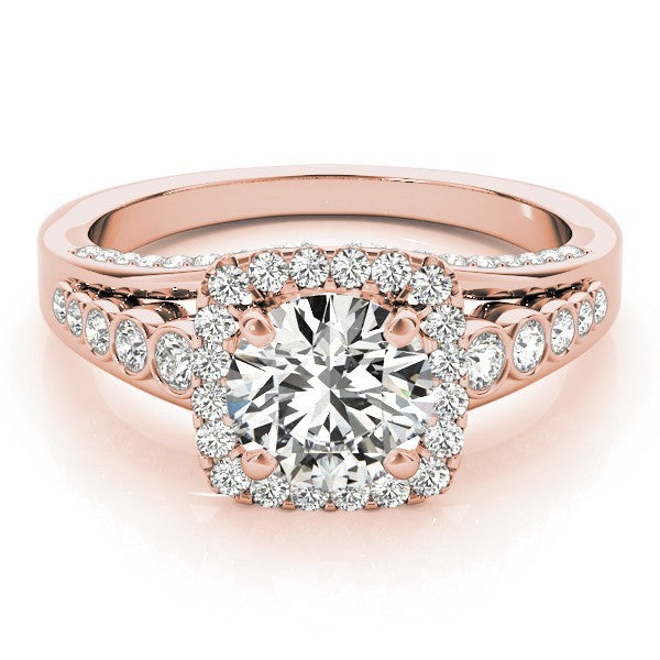 2.00 Ct DE/VS Lab Grown Round Diamond Halo Engagement Ring 18K White Gold