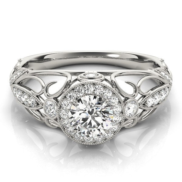 Lab Grown Round Diamond Halo Engagement Ring 18K Rose Gold