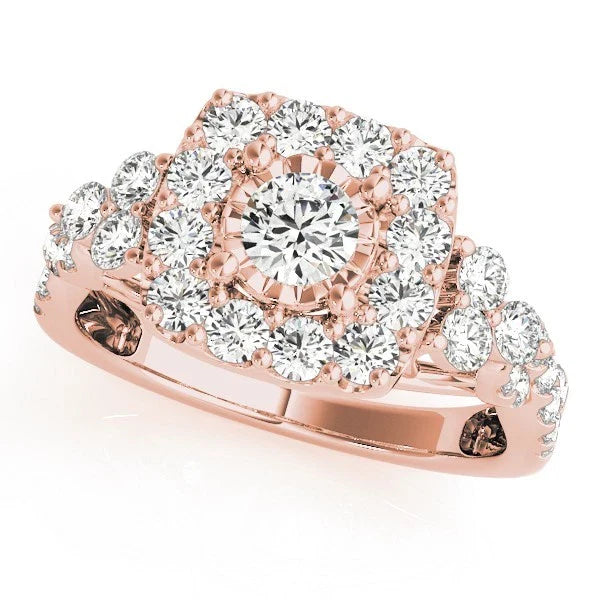 2.00Ct Round Lab Grown Diamond Halo Engagement Ring Gift For Women