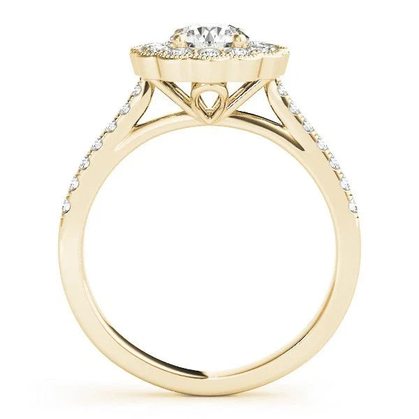 Lab Grown Round Diamond Halo Engagement Ring In Platinum