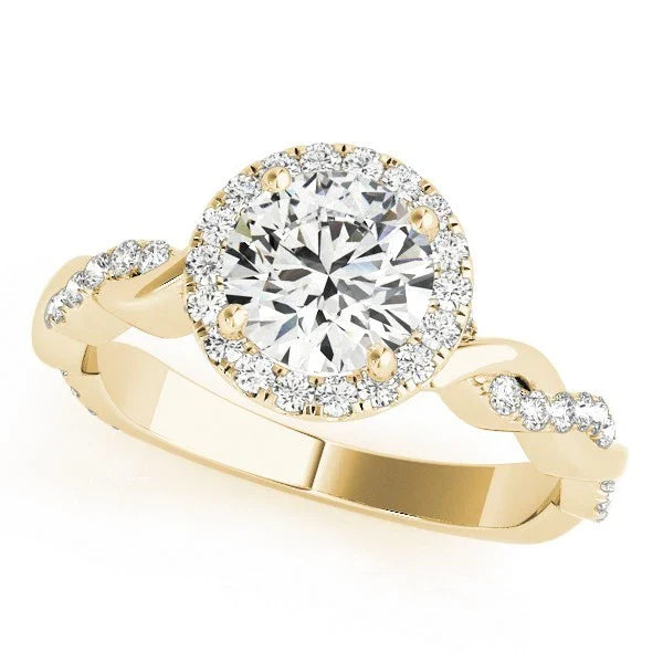 Lab Grown Round Cut Diamond Halo Engagement Ring For Women