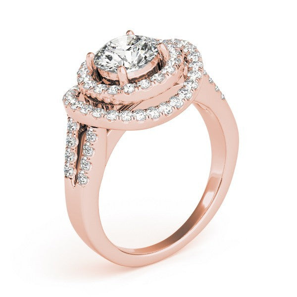 2.00Ct Lab Grown Round Diamond Halo Engagement Ring 18K Yellow Gold