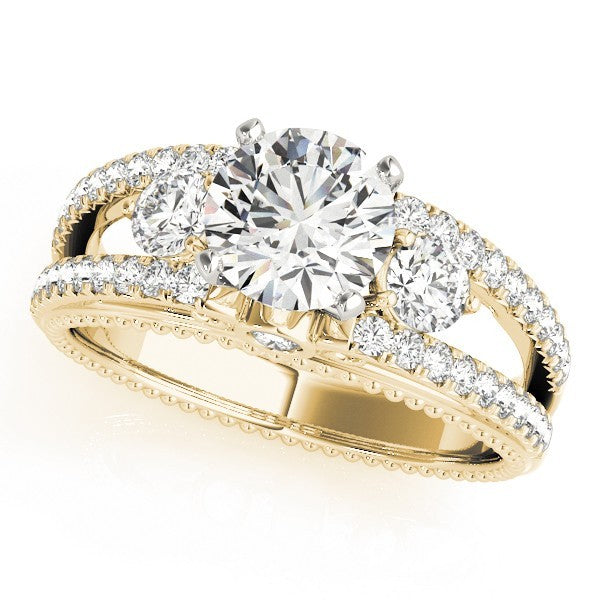 Lab Grown Round Diamond 3 Stone Engagement Ring In 950 Platinum DE/VS 2CT