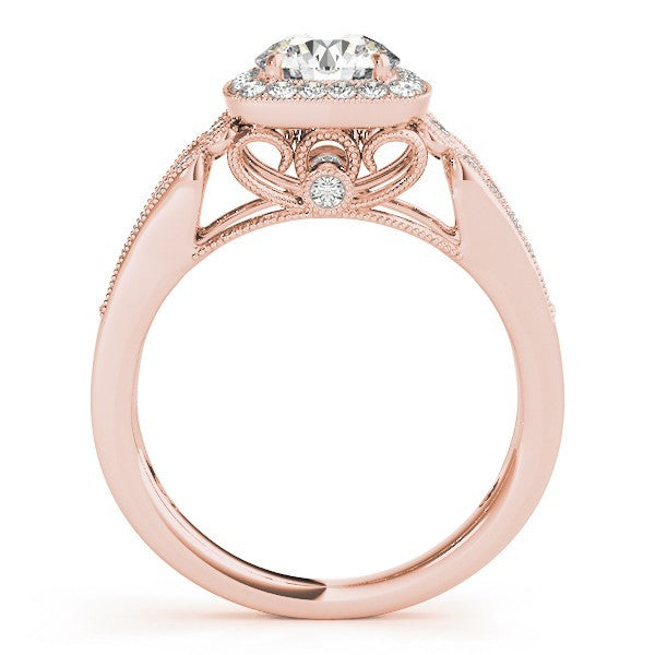 2.00 Ct DE/VS Lab Grown Round Diamond Halo Engagement Ring 18K Rose Gold