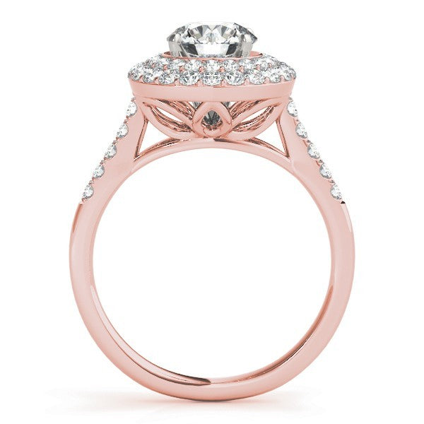 Lab Grown Round Diamond Halo Engagement Ring 18K Rose Gold