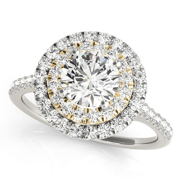 Lab Grown Round Diamond Halo Engagement Ring 18K Yellow Gold