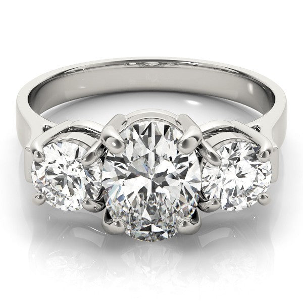 18k yellow gold Oval cut Trilogy Engagement Ring Ð 2Ct DE/VS Lab Grown Diamonds