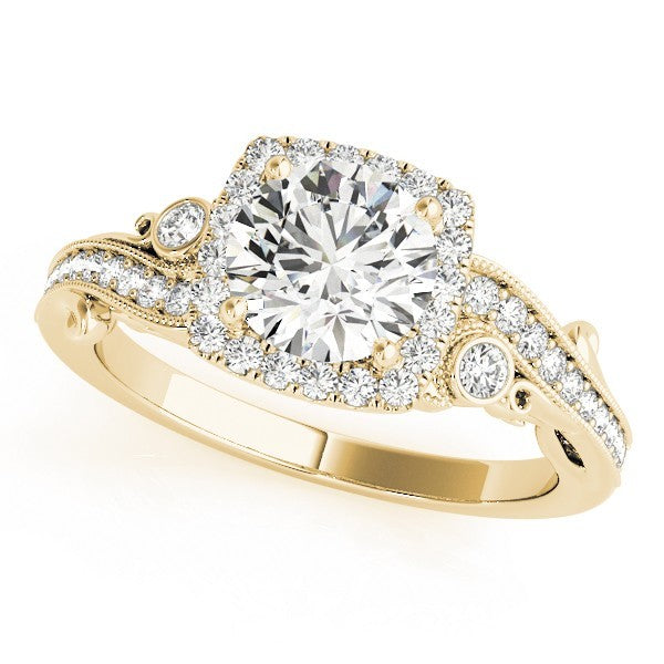 Lab Grown Round Diamond Halo Engagement Ring in 18K Rose Gold