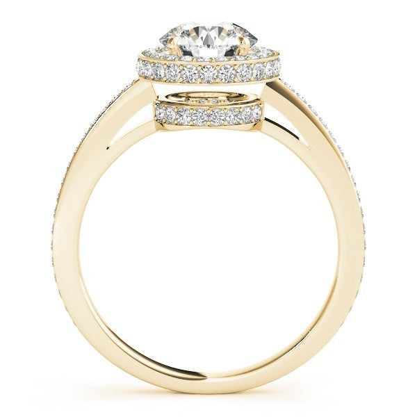 Lab Grown Round Diamond Halo Engagement Ring 18K White Gold