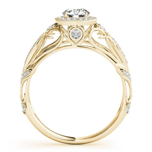 Lab Grown Round Diamond Halo Engagement Ring 18K Rose Gold