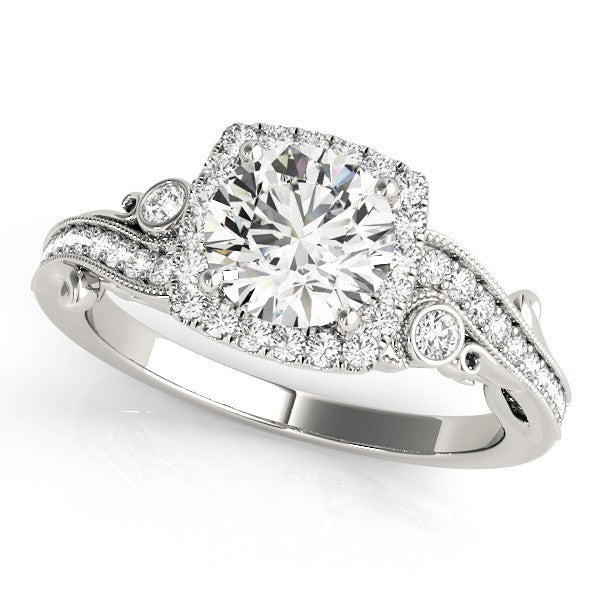 Lab Grown Round Diamond Halo Engagement Ring in 18K Rose Gold