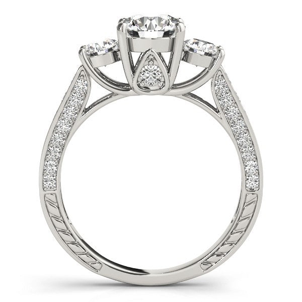 Lab Grown Round Diamond 3 Stone Engagement Ring Platinum