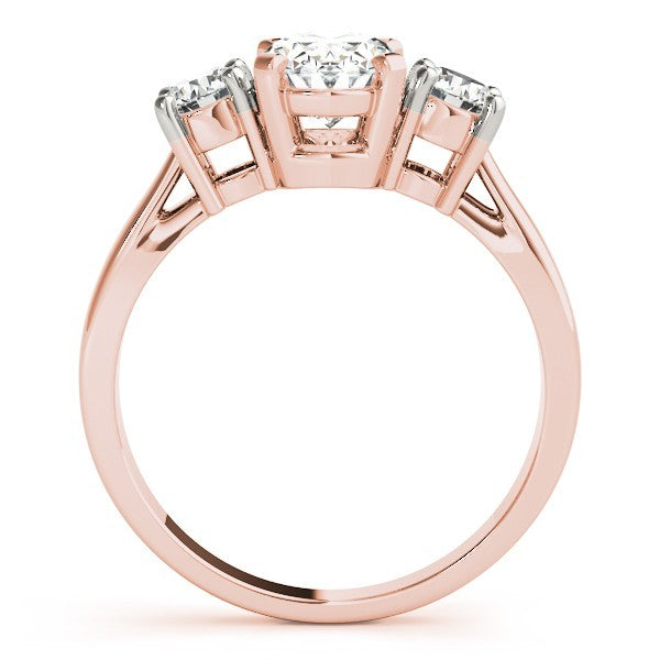 Lab Grown Oval Cut 2 CT DE/VS Diamond Trilogy Engagement Ring Platinum