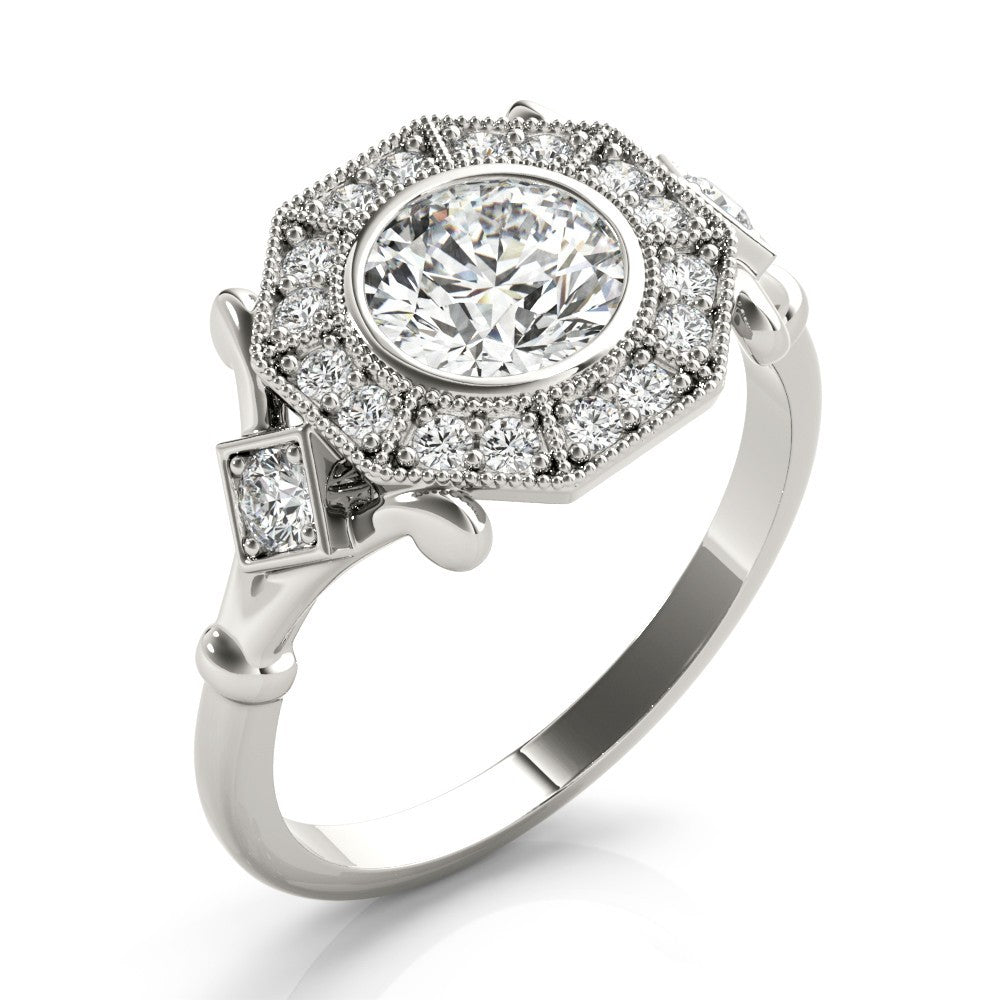 Lab-Grown Diamond Halo Engagement Ring in Platinum UK Hallmarked