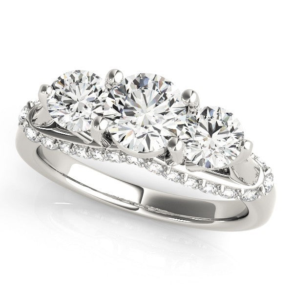 Lab Grown Round Diamond 3 Stone Engagement Ring Platinum 2CT DE/VS