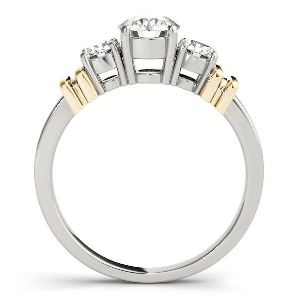 2.00Ct Lab Grown Round Diamond 3 Stone Engagement Ring Platinum - Two Tone