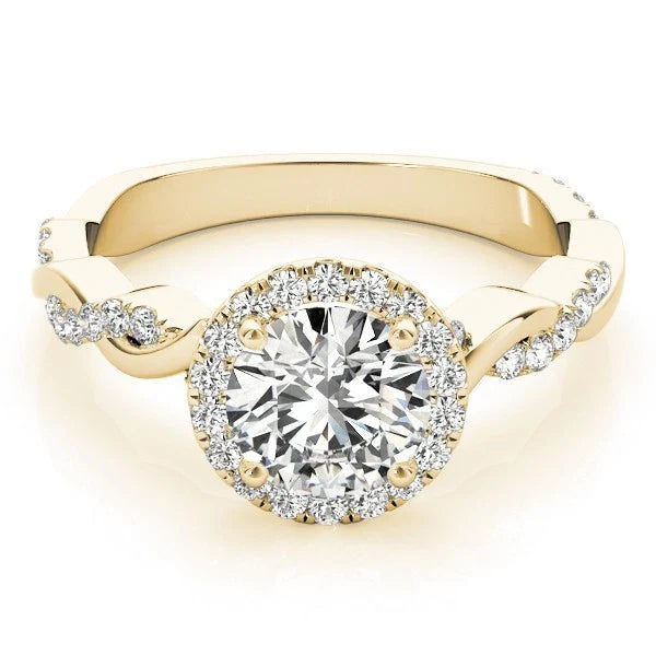 Lab Grown Round Cut Diamond Halo Engagement Ring For Women