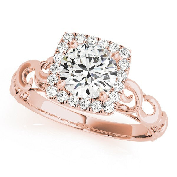 Lab-Grown Diamond Halo Engagement Ring in 18K Yellow Gold